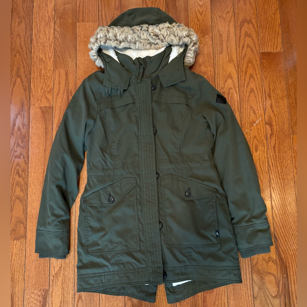 Army Green Parka Coat with Fully Lined Inside